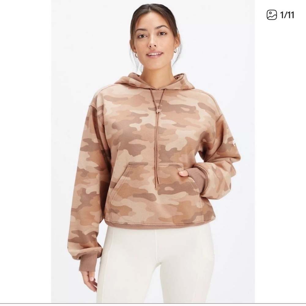 Fabletics Women's Teddy Camo Hoodie - Tan